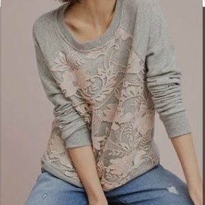 Eva Franco Manor sweatshirt grey/pink lace size XL